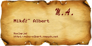 Mikó Albert névjegykártya